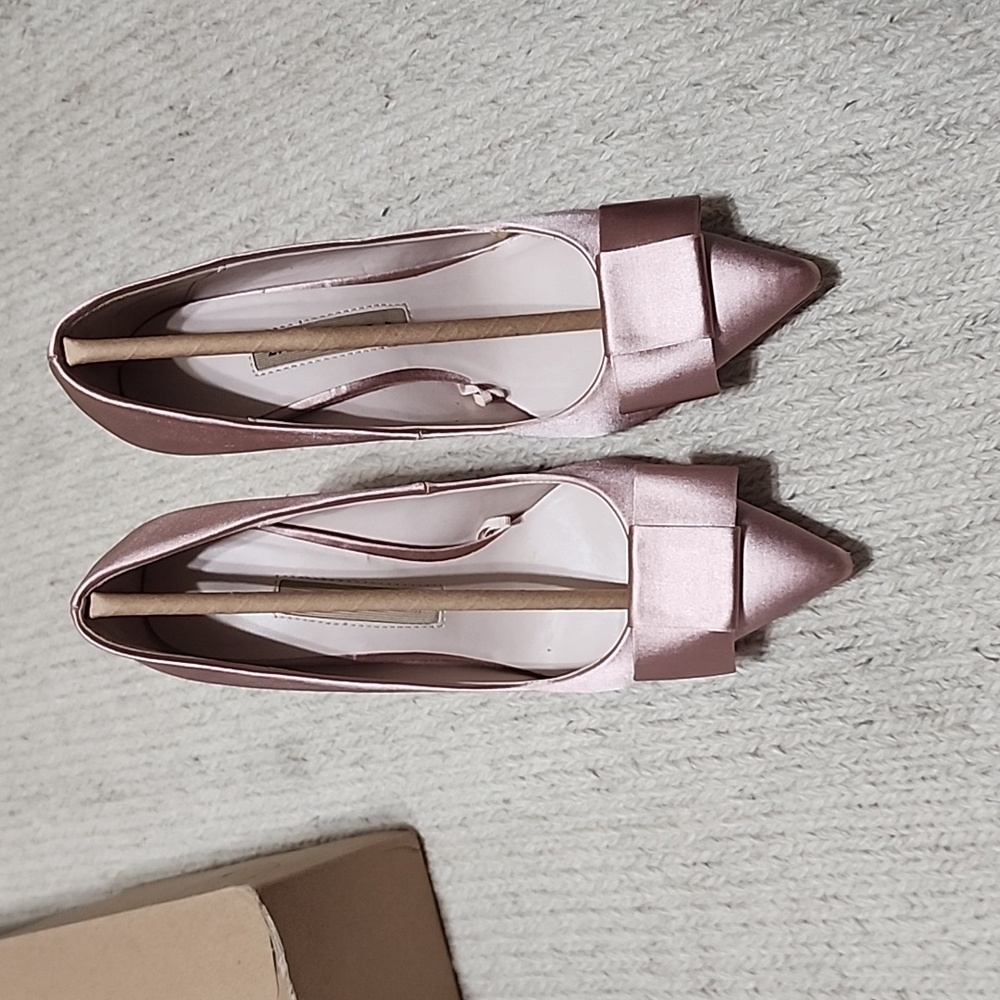 Zara Pointed Toe Tie Bow Pink Heels